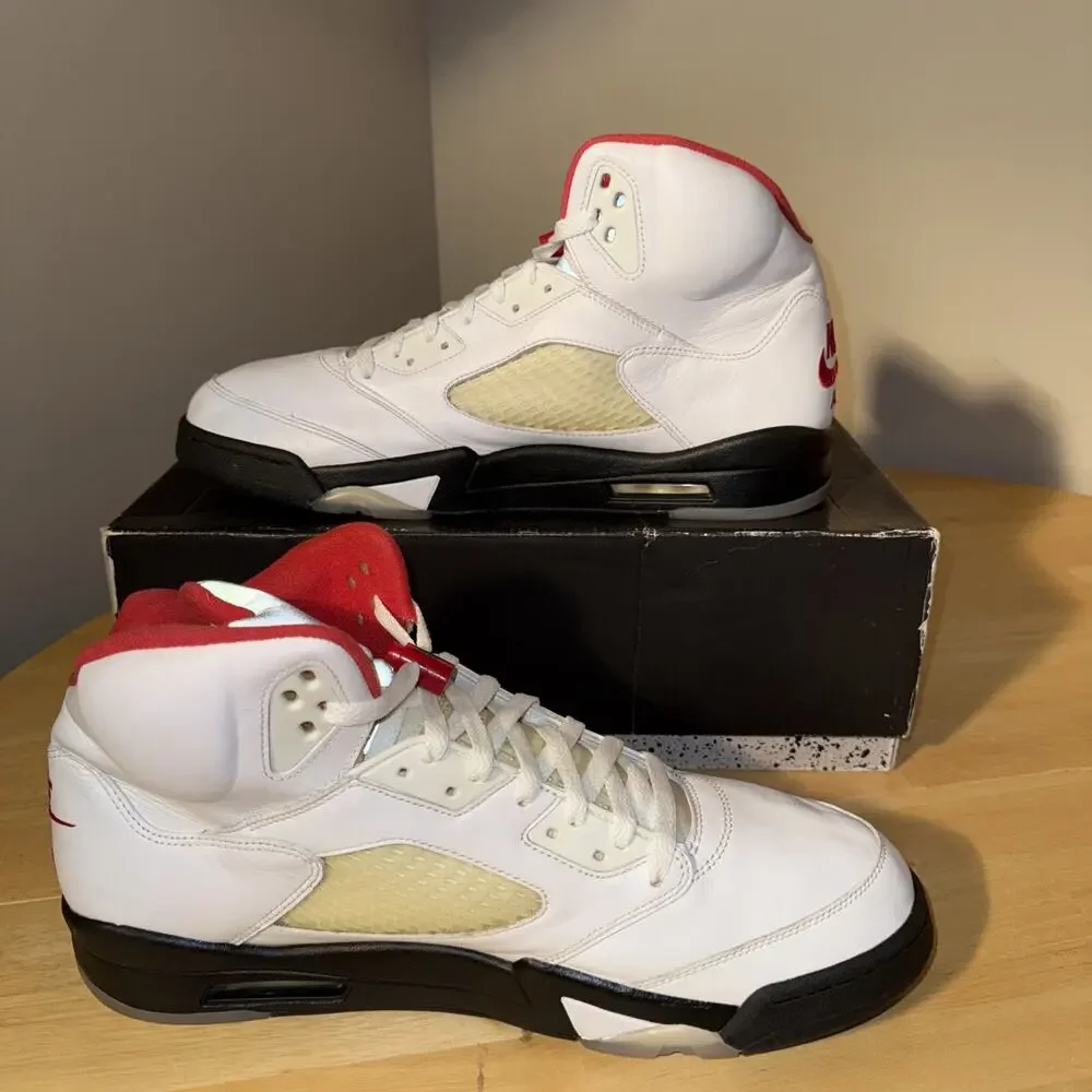 Size 14 - Air Jordan 5 Retro Fire Red 2020 DA1911-102 White Black True Red W Box